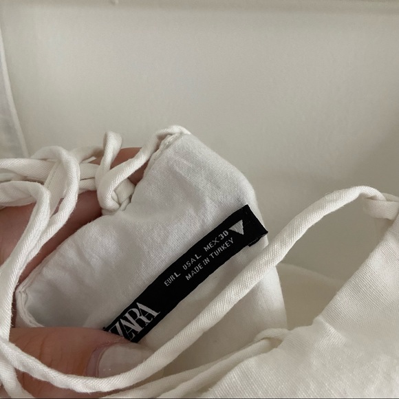Zara white tie back dress with puff sleeves - Picture 5 of 5